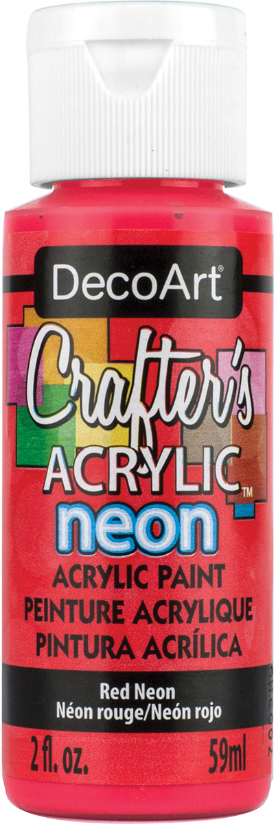 Decoart Crafter's Acrylic All-Purpose Specialty Paint 2Oz-Red Neon